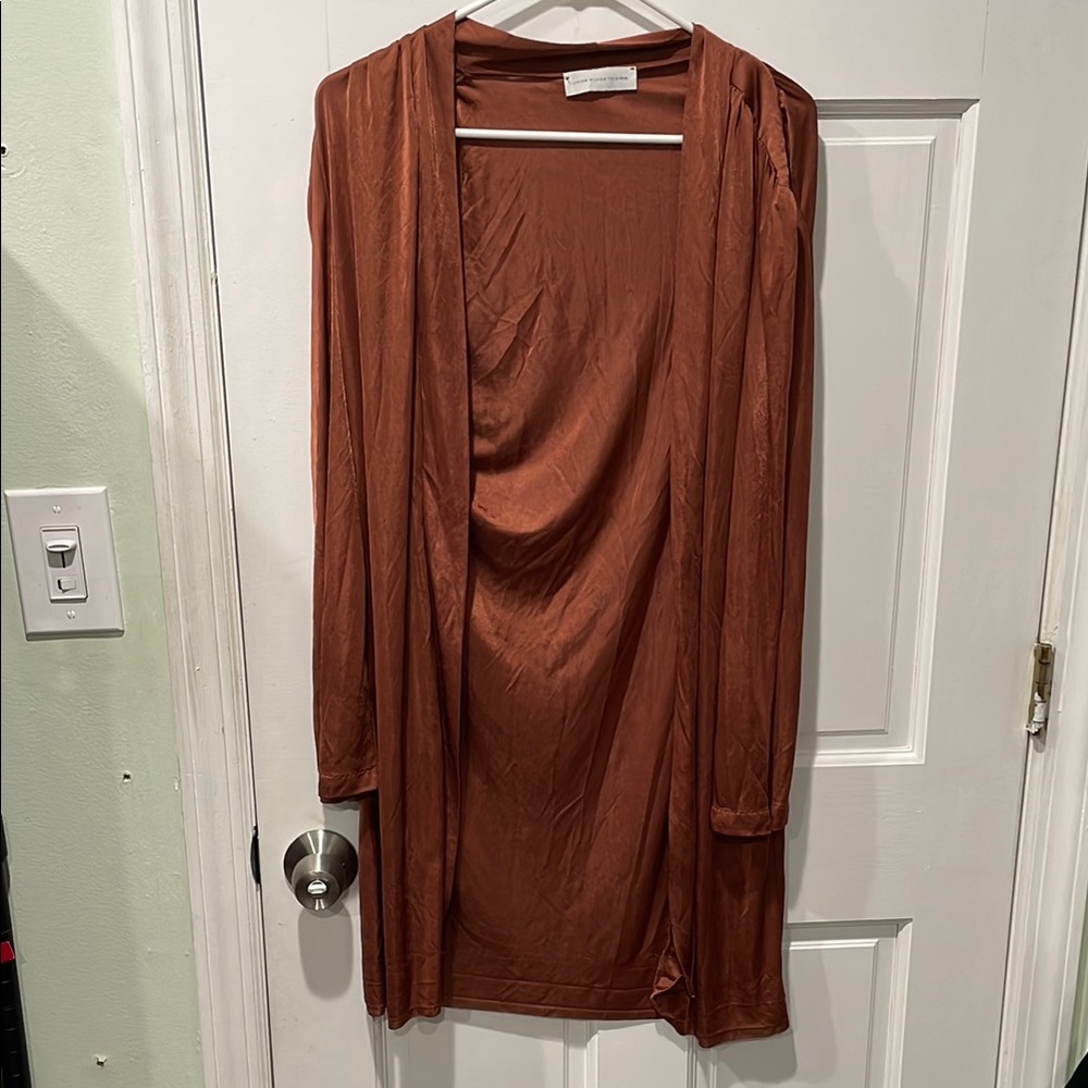 Rust Orange Open Front Cardigan